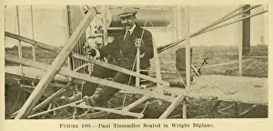 Tissandier Prints: Paul Tissandier seated in Wright biplane