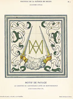 1542 Prints: Paving tile with the initials of Constable Anne de Montmorency