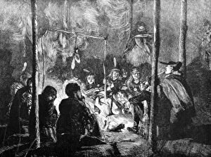 Boyd Gallery: Pawnee Indians around a camp fire