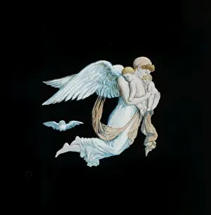 Babies Prints: Pciture of an angel carrying two babies