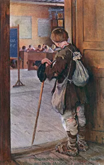 Tragedy Collection: Peasant boy at the Door of the School