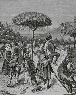 Peasant dances of the May Feasts. Facsimile of