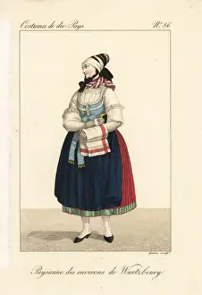 Fichu Prints: Peasant girl of Wurtzburg, Franconia, Germany, 19th century
