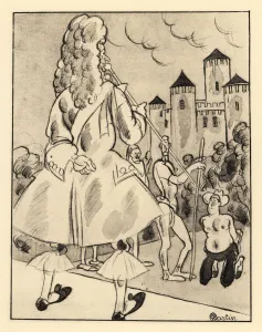Images Dated 30th October 2019: A peasant kneels before his lord in front of a chateau