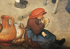 Pieter Prints: Peasant Wedding (Bauernhochzeit). Left-hand lower detail