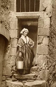 Pail Collection: Peasant woman with pail, Auvergne, France