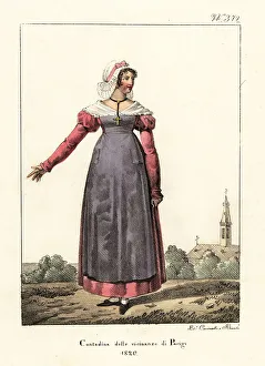 Fichu Prints: Peasant woman of the Paris region, 1820