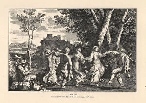 Bagpipes Gallery: Peasants dancing in a clearing to music