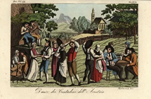 Pittoresque Gallery: Peasants dancing in fields, Austria, 1822