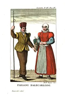 Swedes Prints: Peasants of Darlana or Dalecarlia county, Sweden