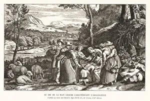 Diversion Prints: Peasants playing the game of hot hands, 17th century
