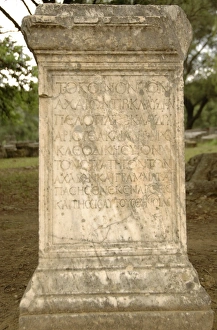 Images Dated 6th June 2007: Pedestal inscribed. Olympia. Greece