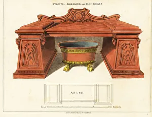 Sideboard Prints: Pedestal, sideboard and wine cooler, Regency style