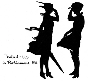 Images Dated 29th March 2012: Pedestrians in Harrogate on a windy day