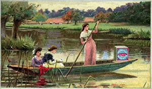 Punting Prints: Peek Frean Biscuits advertising trade card - punting