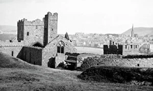 Germans Collection: Peel castle St germans Cathedral Isle of Man