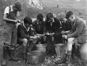 Easton Prints: Peeling Potatoes at Camp