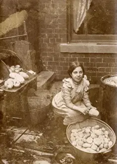 Hard Prints: Peeling Potatoes - Fish & Chip Shop, Morecambe, Lancashire