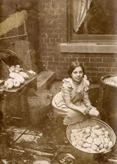 Preparation Collection: Peeling Potatoes - Fish & Chip Shop, Morecambe, Lancashire