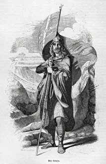 Medieval Times Prints: Pelagius of Asturias (c. 685-737). Visigoth nobleman