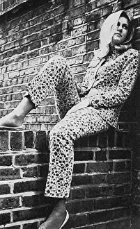 Trouser Prints: Pen Small wearing needlecord trouser suit from Clobber