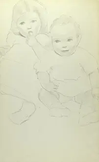 Pencil sketch of two children