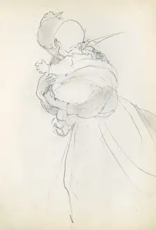 Pencil Prints: Pencil sketch of mother and baby