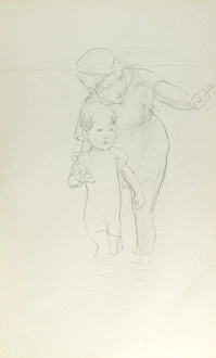 Woman and child at the seaside