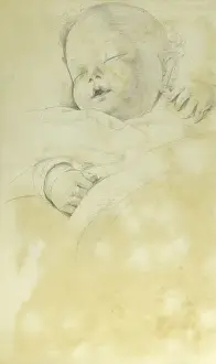 Pencil sketch of sleeping baby