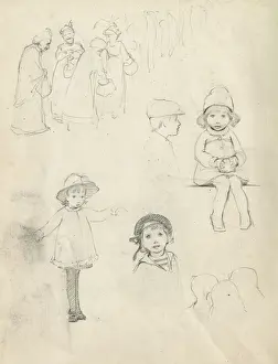 Pencil sketches of adults and children
