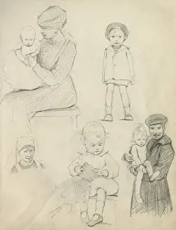 Pencil sketches of adults and children