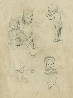 Pencil sketches of adults and children