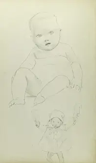 Pencil sketches of baby and toddler