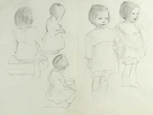 Pencil sketches of five children