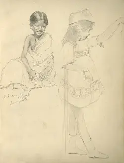 Sketches Prints: Pencil sketches of two girls