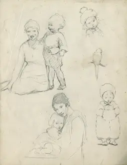 Pencil sketches of mothers and children