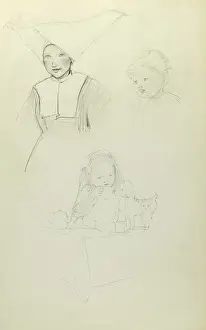 Pencil sketches of nurse and children