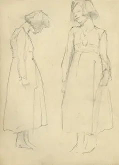 Pencil sketches of young woman