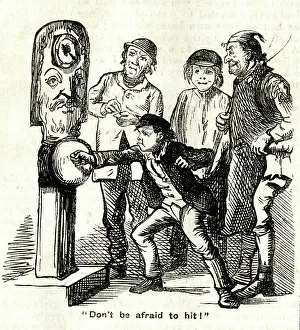 Fairground Prints: Only A Penny, Don't be afraid to hit! - fairground scene