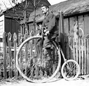Farthing Prints: Penny farthing bicycle with pneumatic tyres, early 1900s