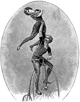 Cyclists Collection: Penny Farthing Trick Cyclists at the Circus, c. 1888