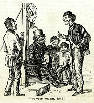 Fairground Prints: Only A Penny, Try your weight, Sir? - fairground scene