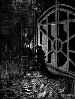 Sewers Prints: Penstock Chamber in Londons Sewers, 1879