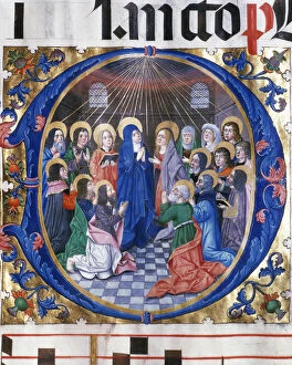 Pentecost Collection: Pentecost. Miniature of choirbook. 15th-16th century. Arxive