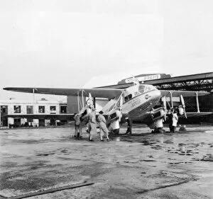 Rainy Collection: People alongside a passenger plane, Croydon Aerodrome