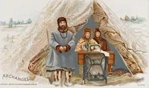 People from Archangel with their Singer Sewing Machine