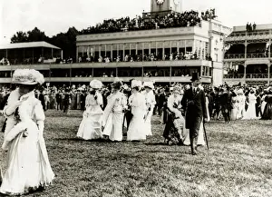 Grandstand Prints: People at the Ascot races in 1907