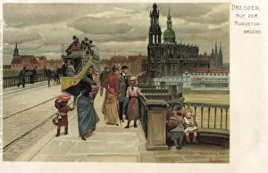 Dresden Gallery: People on the Augustus Bridge, Dresden, Germany