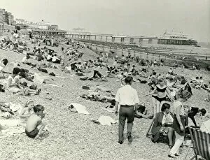Deckchairs Collection: People on the beach, Eastbourne, Sussex