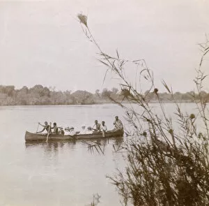 People on a boating trip, Zambezi River, Africa